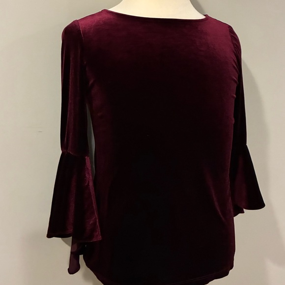 MSK Velvet Burgundy Blouse with Flared Bell Sleeves NWOT - Picture 5 of 5
